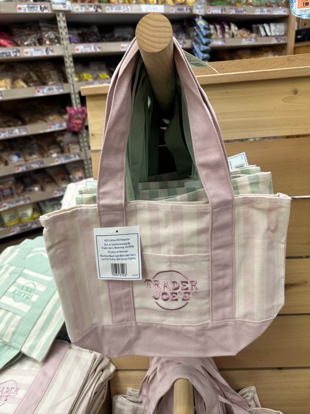 New! Pink Striped Trader Joes Mini Tote Bag Limited Edition
